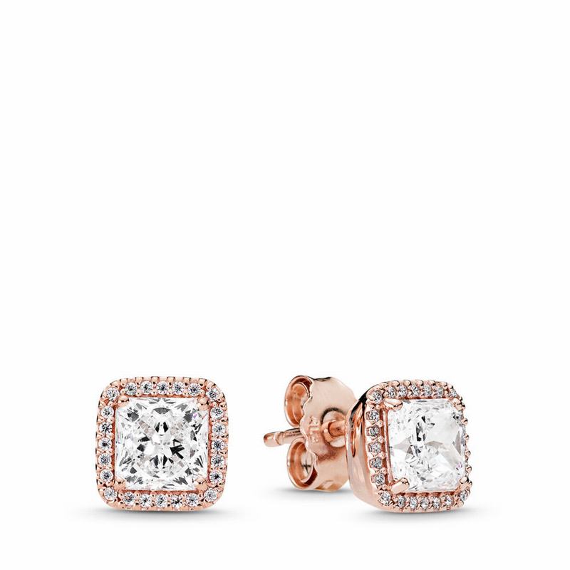 Pandora Rose™ Timeless Elegance Stud Earrings Ireland - Pandora Rose/Cubic Zirconia - 281056XGS